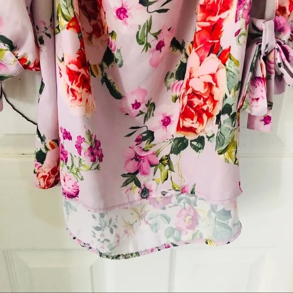 SWEET PEA purple colorful floral off the shoulder shirt Size medium - Picture 5 of 9